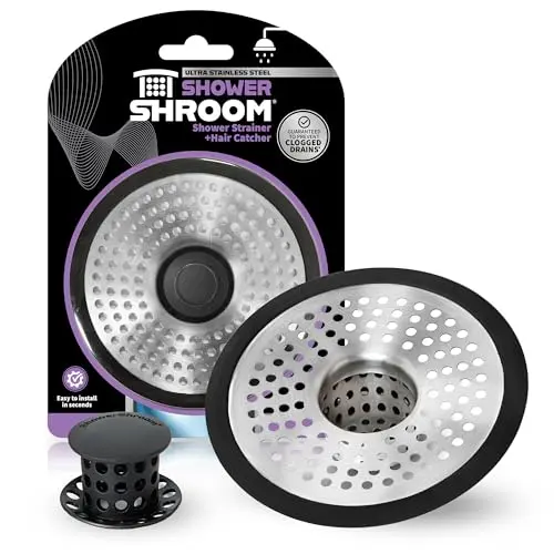 ShowerShroom Ultra stainless steel shower drain hair catcher inserted inside drain