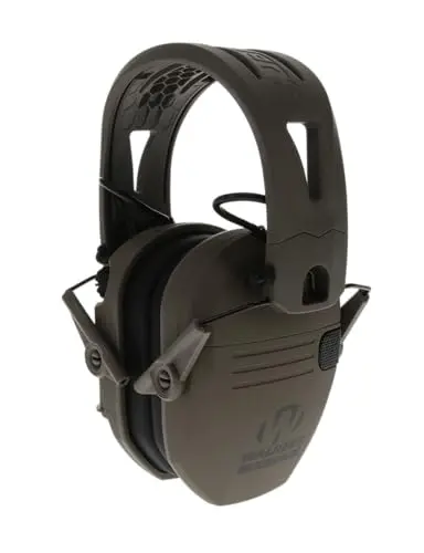 Walkers Razor Tacti-Grip electronic earmuffs with silicone headband in flat dark earth