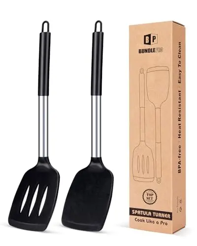 BUNDLEPRO 2-pack silicone spatulas with stainless handles