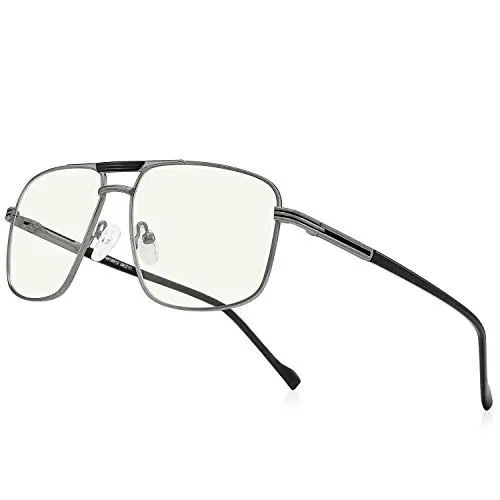 RB.PILOT square double bridge reading glasses with blue light blocking