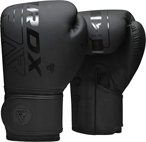 RDX Boxing Gloves in black with ventilated palm and wraparound wrist support