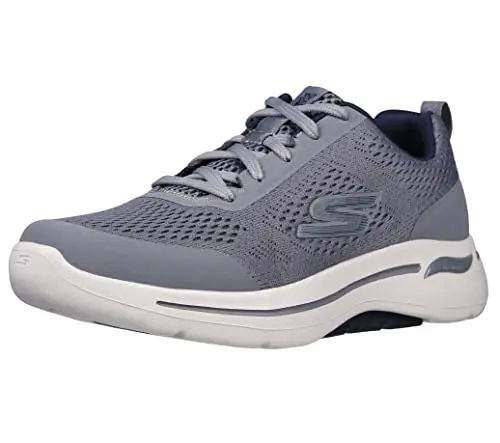 Skechers Men's Go Walk Arch Fit Idyllic sneaker in gray and navy