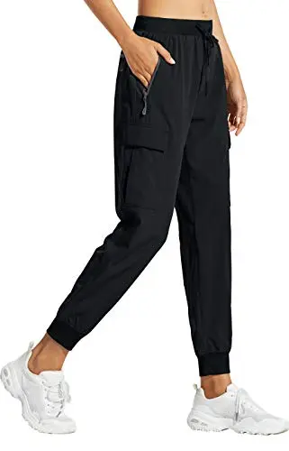 LIBIN women's cargo jogger pants in black with multiple pockets