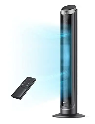 Dreo black tower fan with touch controls