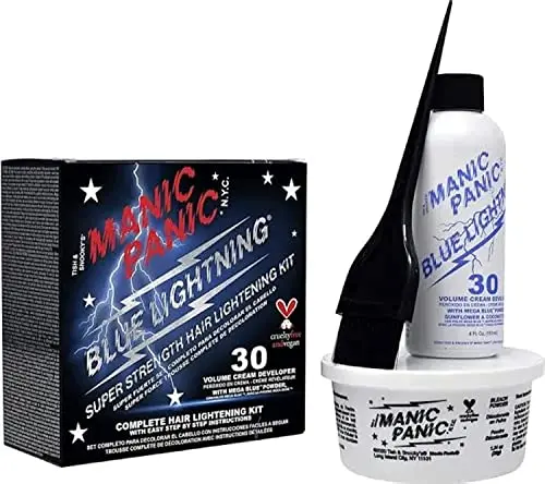 Manic Panic Blue Lightning hair bleach kit with blue toner