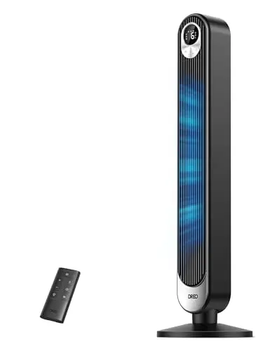 Dreo black tower fan with bladeless design