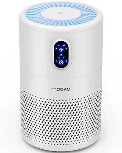 MOOKA B-D02L compact air purifier in white with simple controls