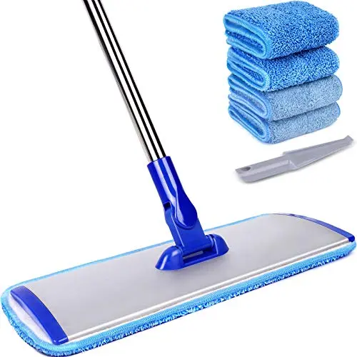 Conliwell 18-inch professional microfiber mop with stainless steel handle and blue pads