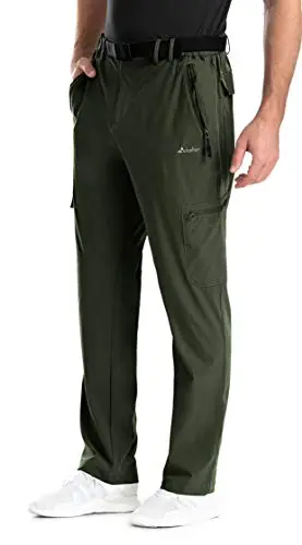 Clothin men's elastic-waist travel pants with multiple zippered pockets