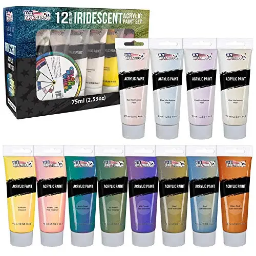 U.S. Art Supply iridescent acrylic paint set with color-shifting effects