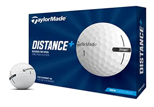 TaylorMade Distance+ golf balls in white packaging
