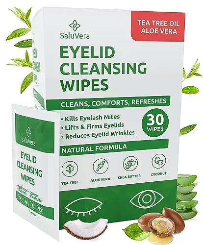 SaluVera Eyelid Wipes with tea tree oil for blepharitis and dry eyes