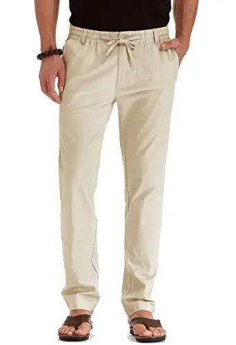 Sailwind men's linen pants with elastic waistband and straight leg design