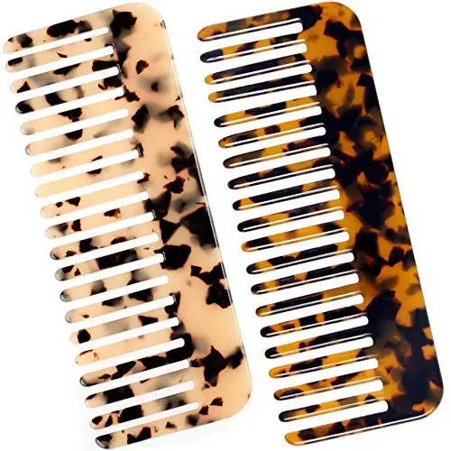 Fsmiling wide tooth detangling comb made from cellulose acetate for curly hair