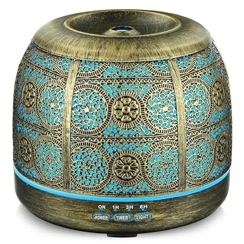 ARVIDSSON metal essential oil diffuser with Moroccan design and multi-color lighting