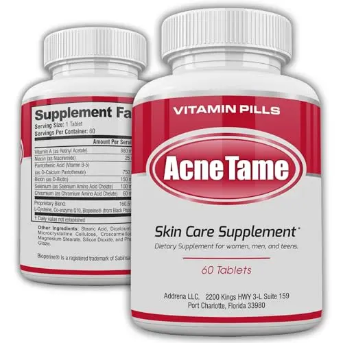 Acnetame Acne Pills supplement bottle