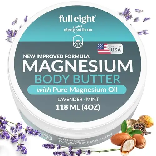 Full Eight Magnesium Body Butter jar with lavender design