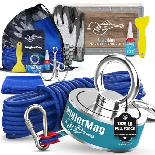 AnglerMag 1325 lbs magnet fishing kit with carrying bag