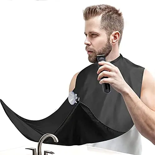 Likeny beard bib apron for catching trimmings during shaving