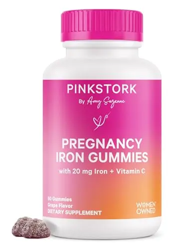 Pink Stork Prenatal Iron Supplement Gummies bottle