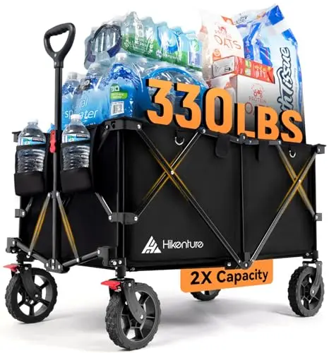 Hikenture folding utility wagon with all-terrain wheels