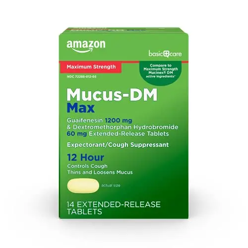 Amazon Basic Care Mucus DM tablets package