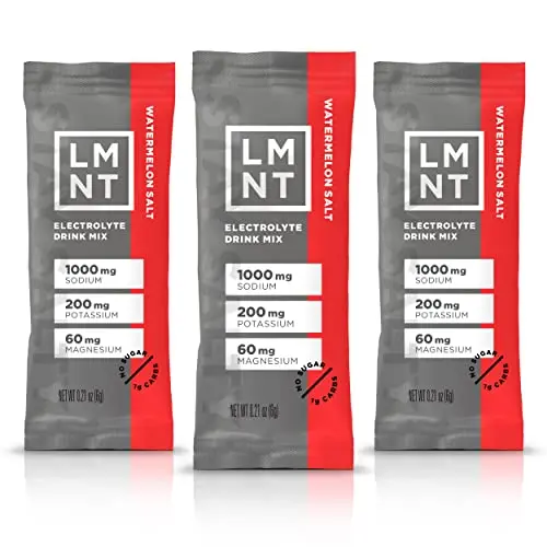 LMNT Zero Sugar Electrolyte powder packets in watermelon salt flavor