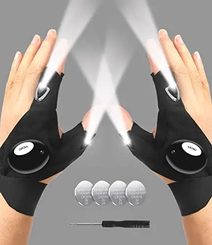MOIPEJO LED flashlight gloves with finger lights for hands-free use