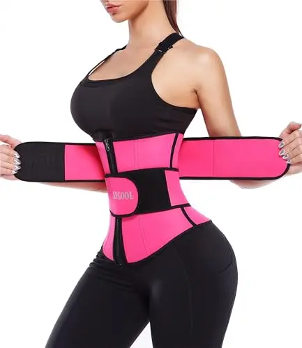 ANGOOL neoprene waist trainer with double belt and zipper closure