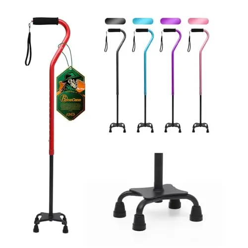 BeneCane quad cane with offset cushioned handle and four prongs