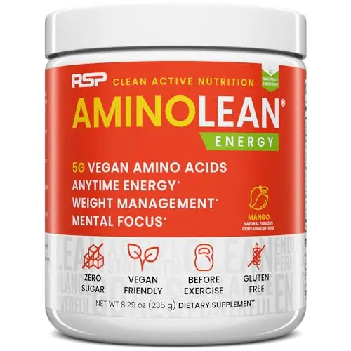 RSP NUTRITION AminoLean Natural Pre Workout Powder container