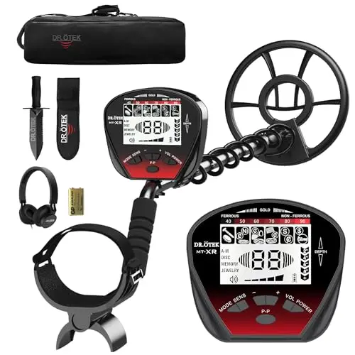 DR.ÖTEK professional metal detector with red design and large LCD