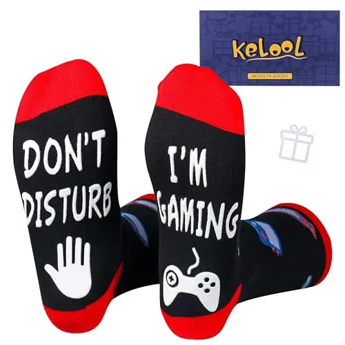 KELOOL Do Not Disturb I'm Gaming themed socks with rubberized grip