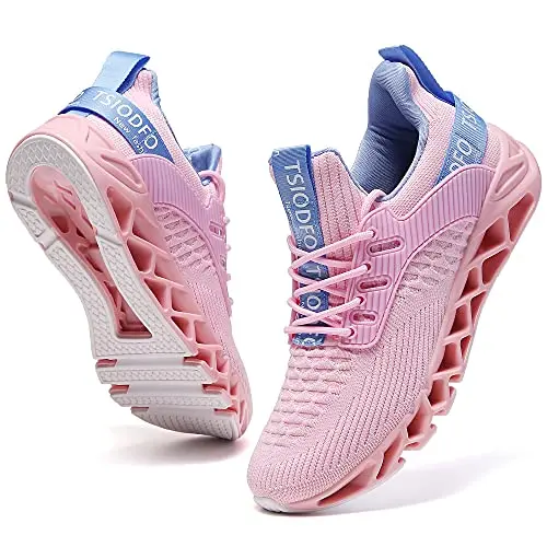 TSIODFO Women's slip on sneakers in pink and blue