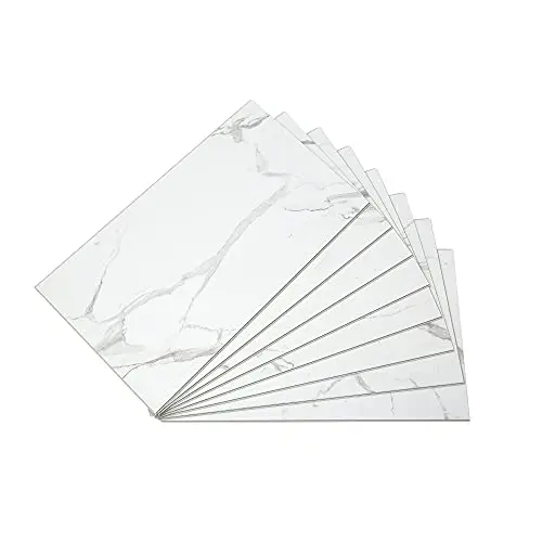 Palisade interlocking vinyl shower wall tiles in Carrara marble design