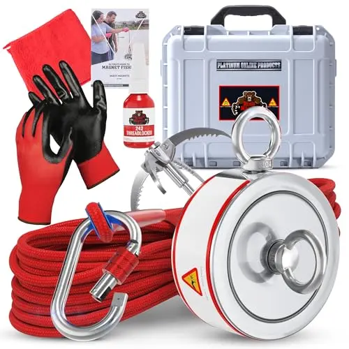 Platinum 3600LB magnet fishing kit with carrying case