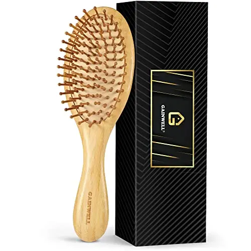 GAINWELL bamboo hair brush with yellow handle and bamboo bristles