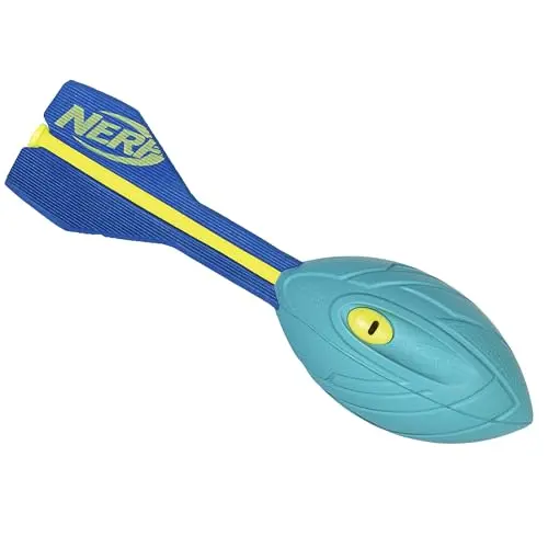 Nerf Vortex Aero Howler neon foam football in light blue with aerodynamic fins