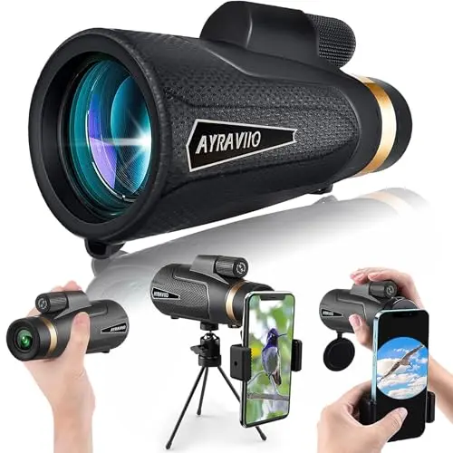 AYRAVIIO monocular telescope with smartphone adapter and tripod