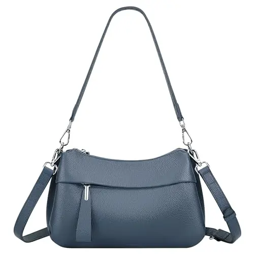 OVER EARTH genuine leather hobo handbag for women in indigo blue
