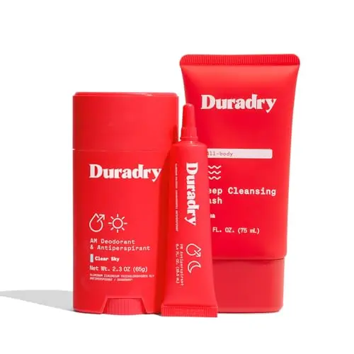 Duradry 3-Step Antiperspirant System with body wash, gel, and stick