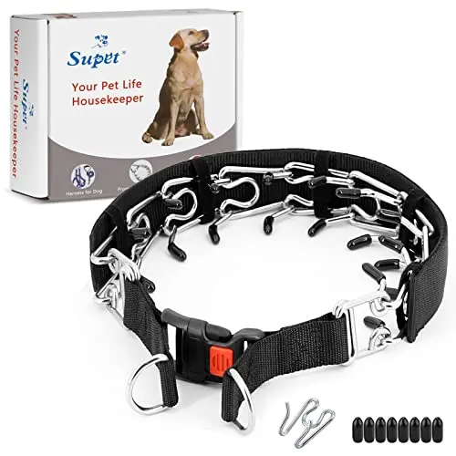 Supet dog prong collar with nylon cover and quick release buckle