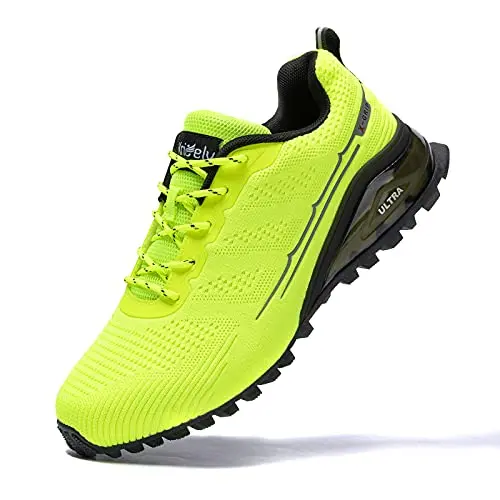 Kricely men's trail running shoes in fluorescent green