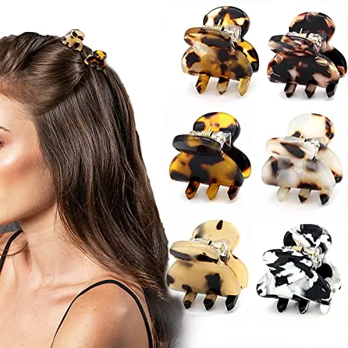 Cobahom mini hair claw clips in tortoise shell and leopard prints