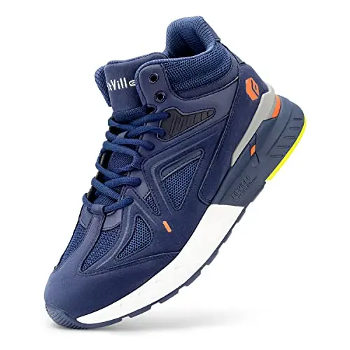 FitVille wide basketball shoes in majolica blue color showing high-top design