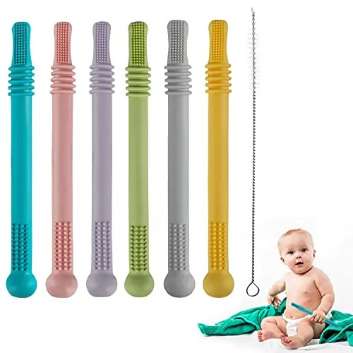 Fu Store hollow silicone teether tubes in multicolor