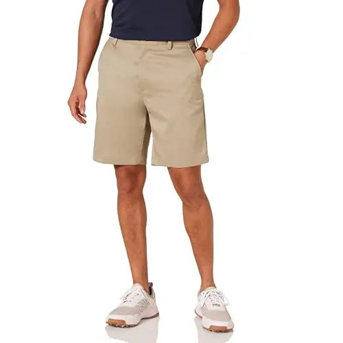 Amazon Essentials men's classic-fit stretch golf shorts showing versatile design