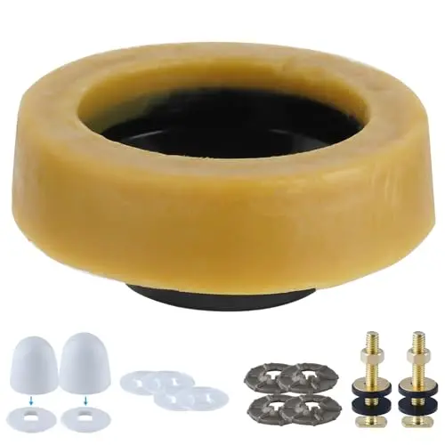 Hibbent extra thick toilet wax ring with closet bolts and retainers