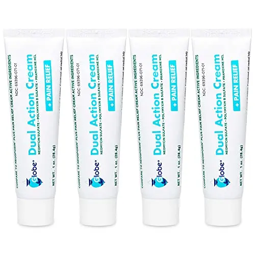 Globe dual action antibiotic cream with pain relief 4-pack