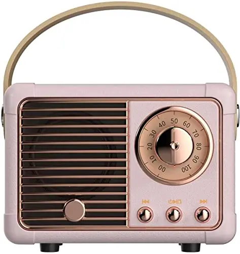 Baolira pink retro-style Bluetooth speaker with vintage design